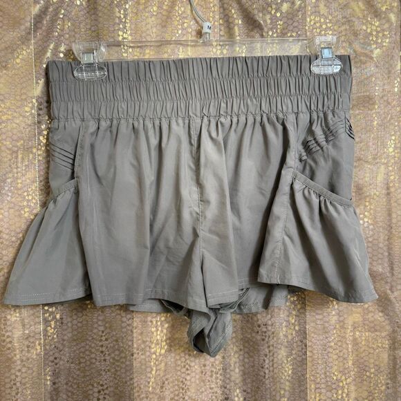 Free People Movement Get Your Flirt On Gym Running Shorts Olive Green Medium - Picture 1 of 6